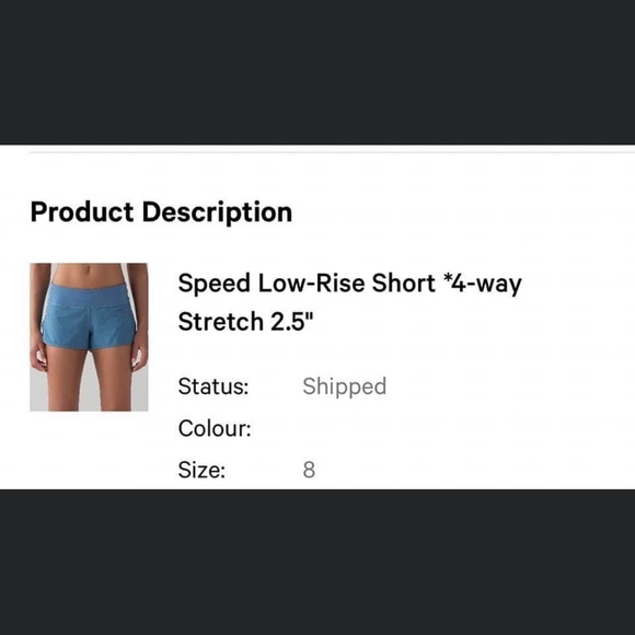 Black lululemon size 8 speed shorts with 4 way stretch, 2.5” inseam - Picture 3 of 3